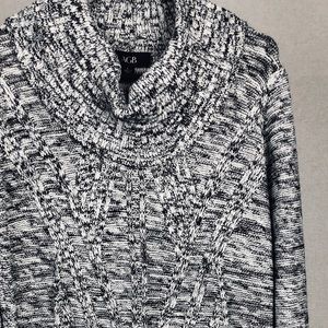 🆕 AGB Black & White Knit Sweater Dress Cowl Neck